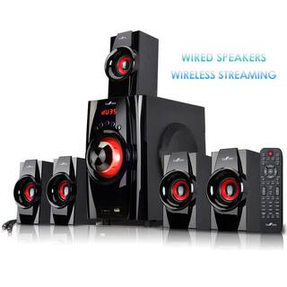 BEFREE SOUND 5.1-Channel Surround Sound Bluetooth Speaker System in Black and Red 98592794M