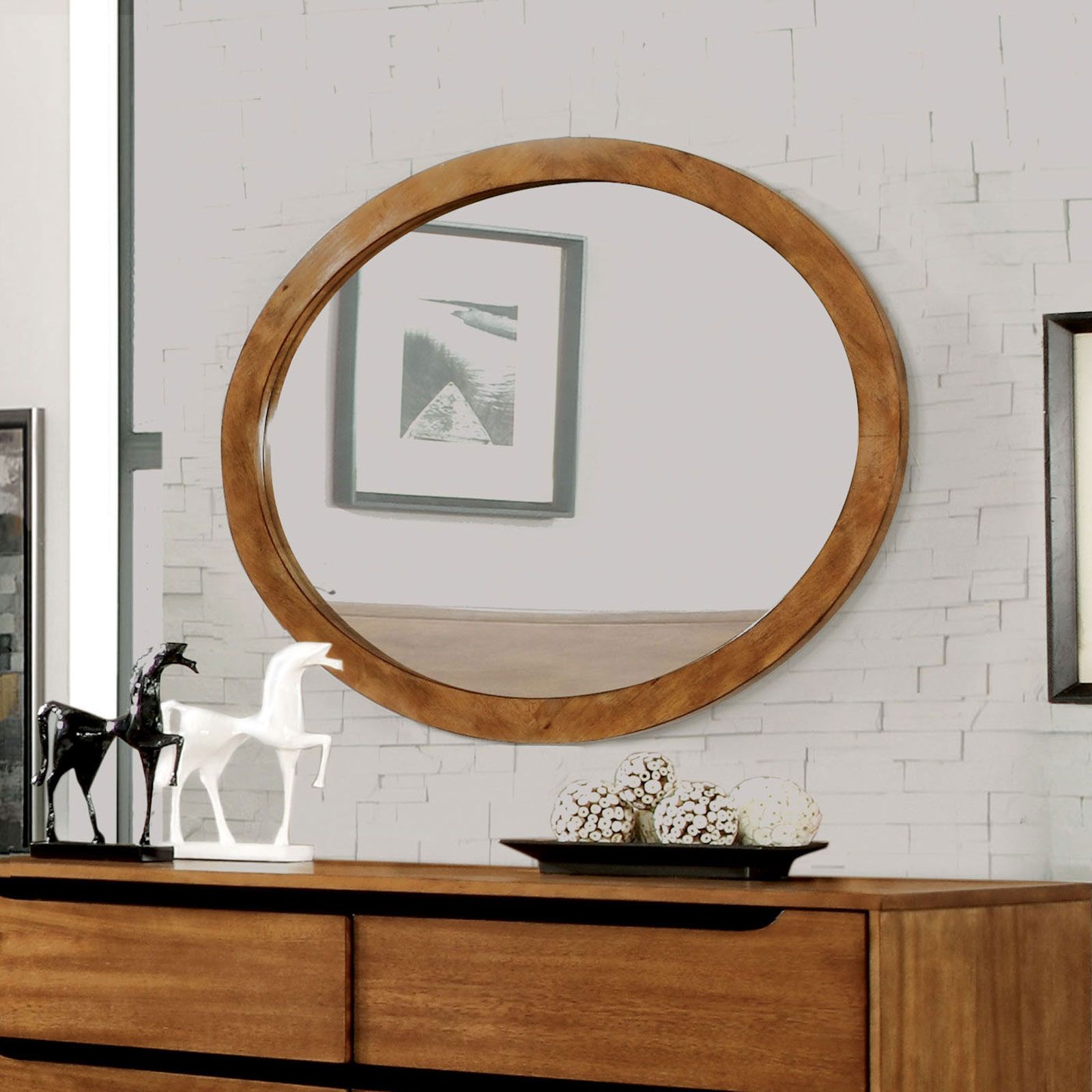 Lennart Oval Mirror  Oak