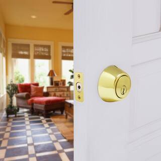 Defiant Single Cylinder Polished Brass Deadbolt DL71