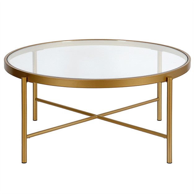 Round Glass Top Coffee Table In Brass Henn amp hart