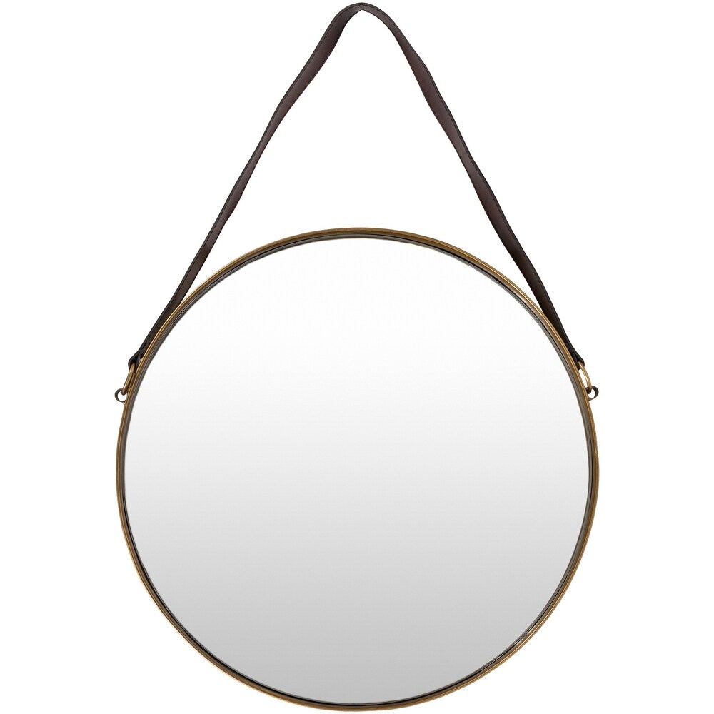 Artistic Weavers Lathan Modern Hanging Round Mirror with Leather Strap   28\