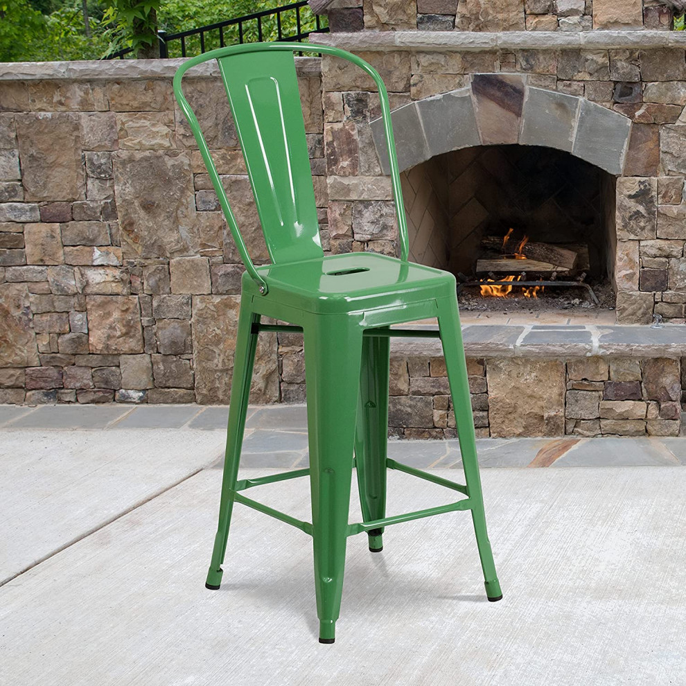 4 Pack Counter Stool  Stackable Design With Removable Back   Industrial   Outdoor Bar Stools And Counter Stools   by Decorn  Houzz