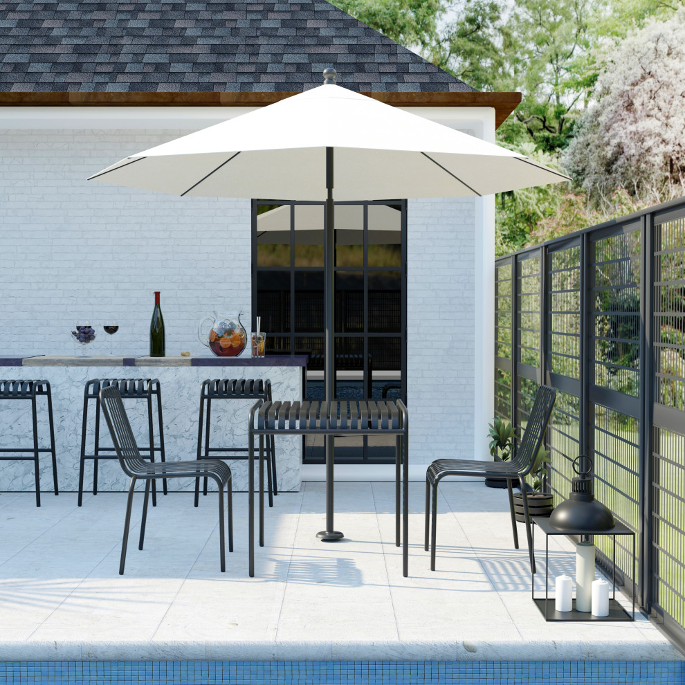 Enid Outdoor Table  Black   Transitional   Outdoor Dining Chairs   by Euro Style  Houzz