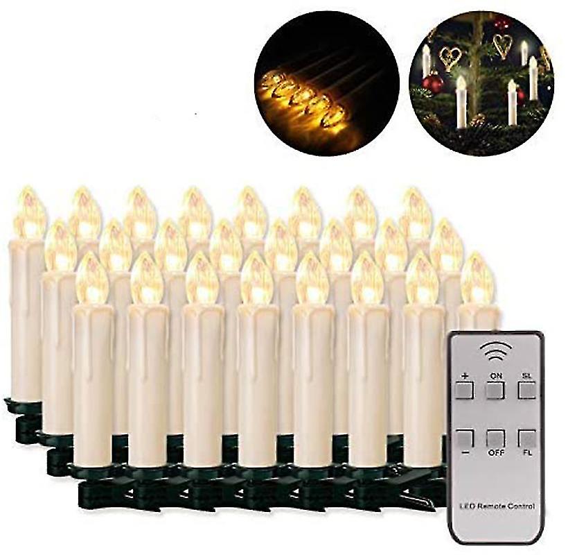 20 Pcs Led Candles Led Fairy Lights Cordless Dimmable Candlelights Flameless Christmas Candles Compatible With Christmas Tree， Christmas Decoration， W