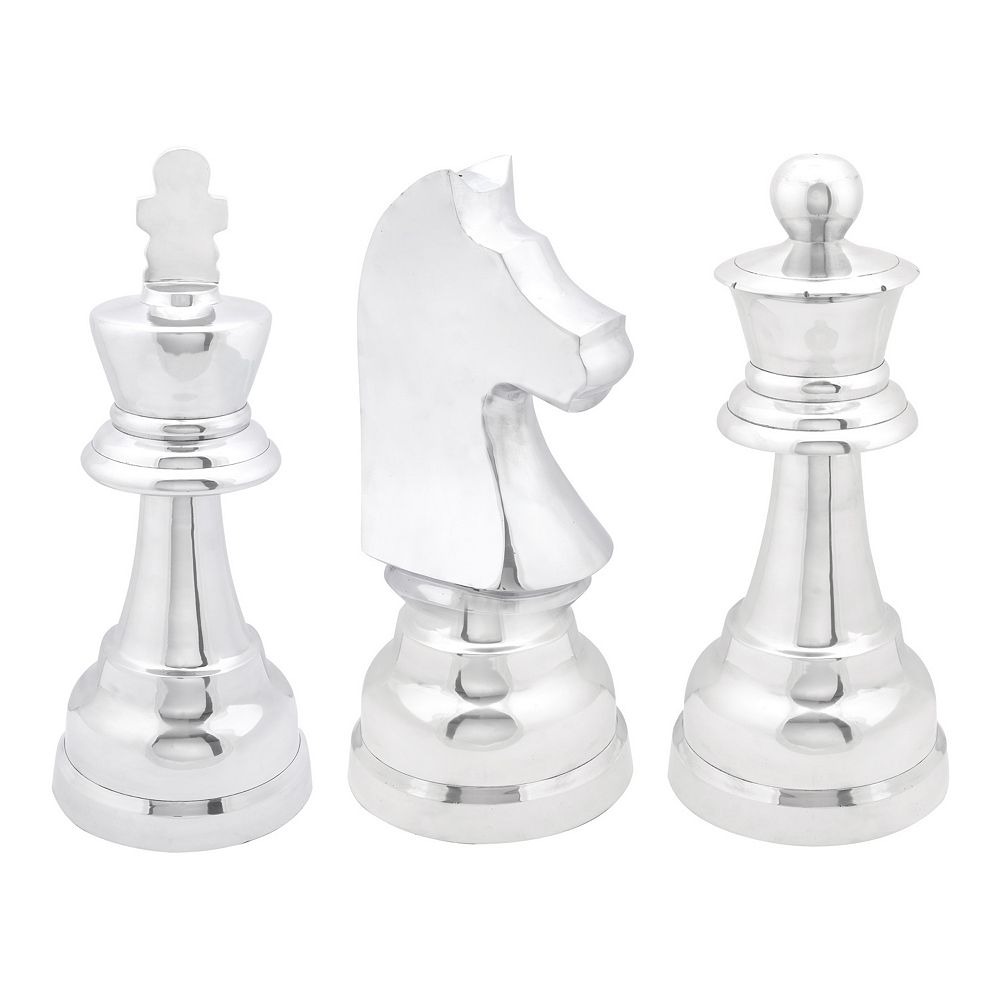 CosmoLiving by Cosmopolitan Metallic Decorative Chess Piece Table Decor 3-piece Set