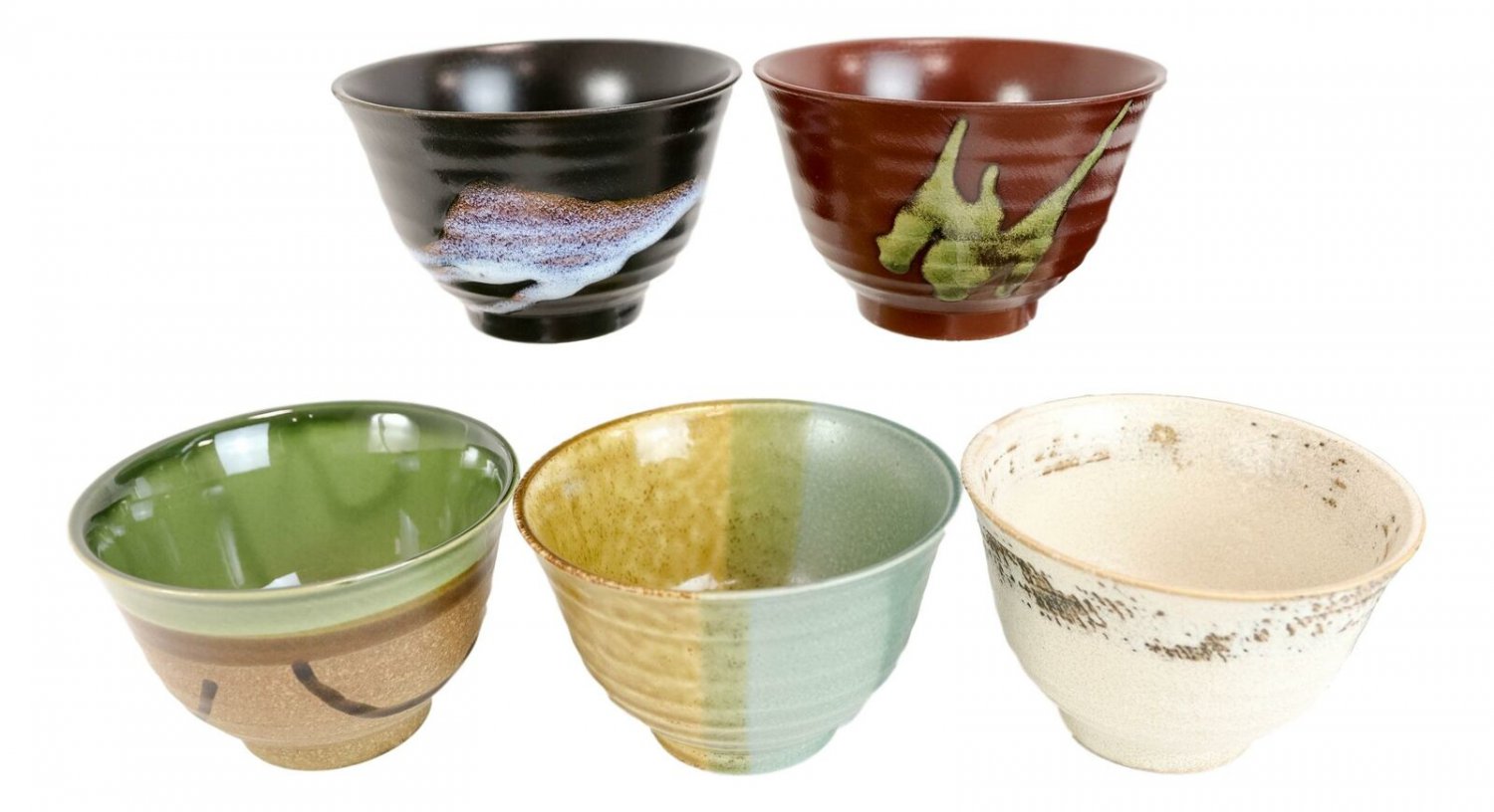 1 Pack Of 5 Made In Japan Colorful Gradient Art Kiln Natural Glazed Ceramic Bowls EBR02