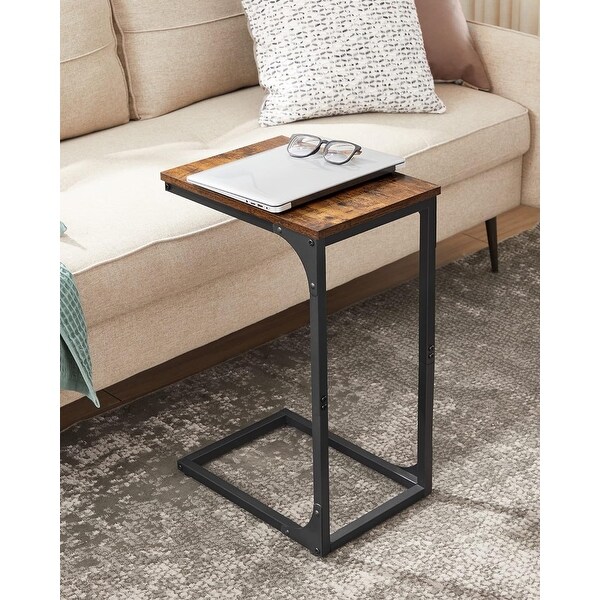 CShaped End Table，Small Side Table with Metal Frame for Living Room，Bedroom