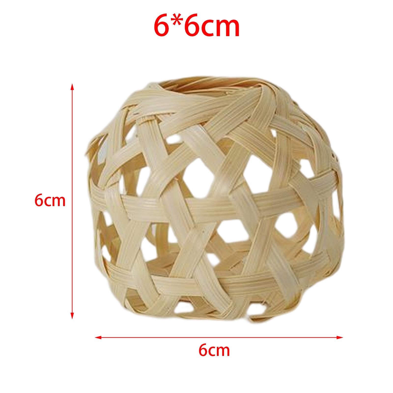 5Pcs Bamboo Handwoven Lamp Shade Light Cover Retro Style Hanging Light Fixture Removable Chandelier Cover for Living Room Bedroom Office ， Small