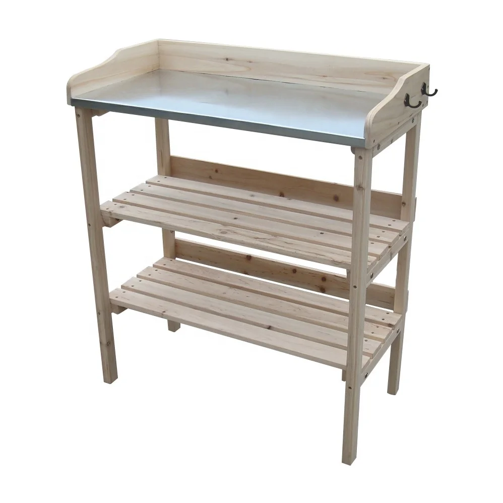 Factory direct supply garden potting table furniture natural gardening workbench potting bench table