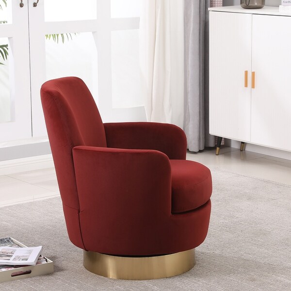 Velvet Swivel Barrel Chair，Swivel Accent Chairs Armchair for Living Room