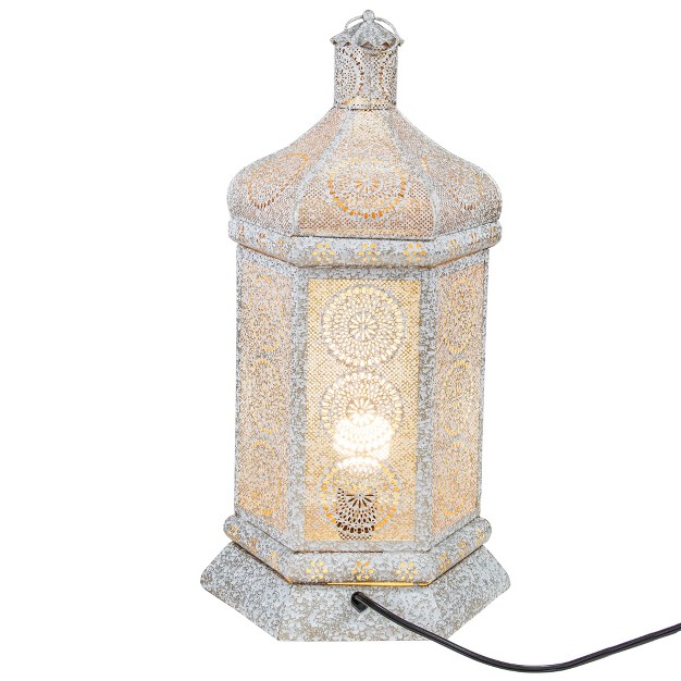 White And Gold Moroccan Style Lantern Table Lamp