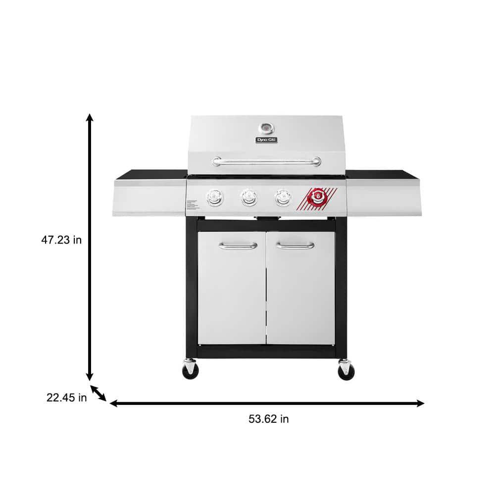 DynaGlo 4Burner Propane Gas Grill in Stainless Steel with TriVantage Multifunctional Cooking System