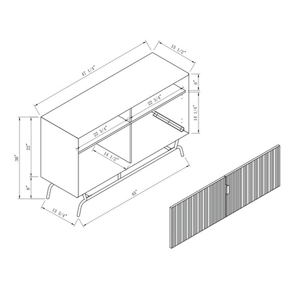 DH BASIC Modern 47-inch Media TV Stand Entryway Storage Cabinet by Denhour