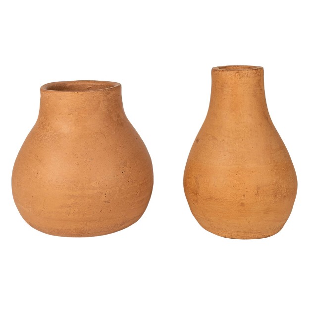 Set Of 2 Shaped Terracotta Vases Foreside Home amp Garden