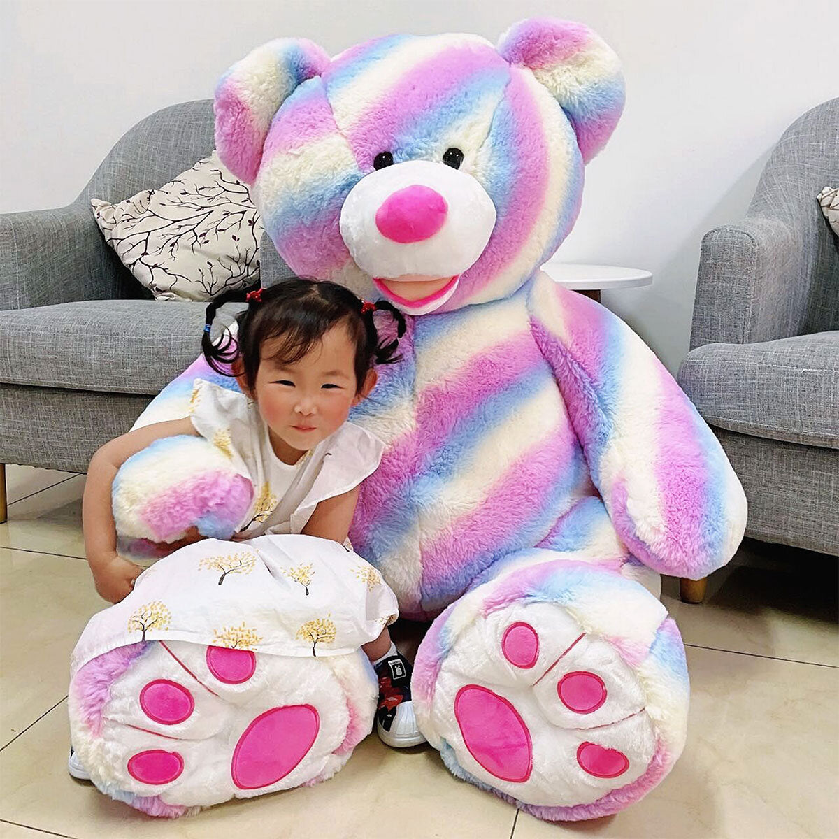 53 Inch (1.3m) Hugfun Plush Rainbow Teddy Bear