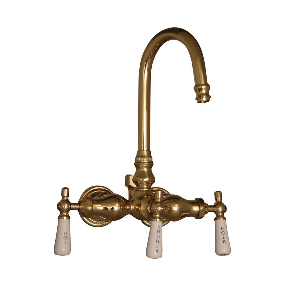 Pegasus 3-Handle Claw Foot Tub Faucet without Hand Shower for Acrylic Tub in Polished Brass 4000-PL-PB