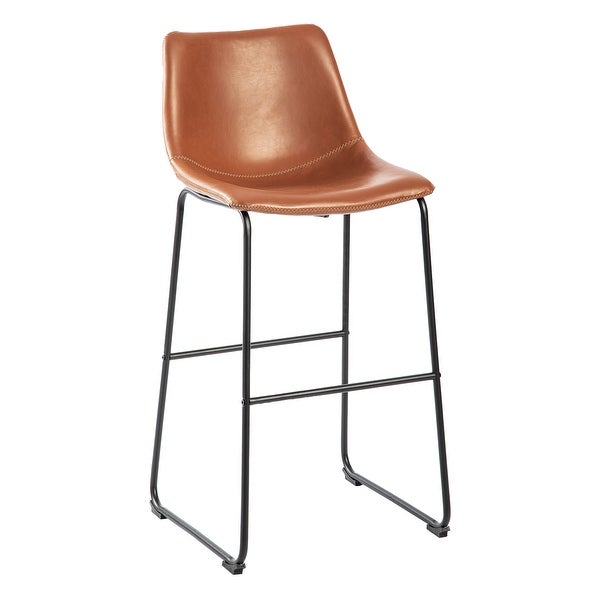 Wide Modern Faux Leather Counter Stool with Metal Legs(Set of 2)