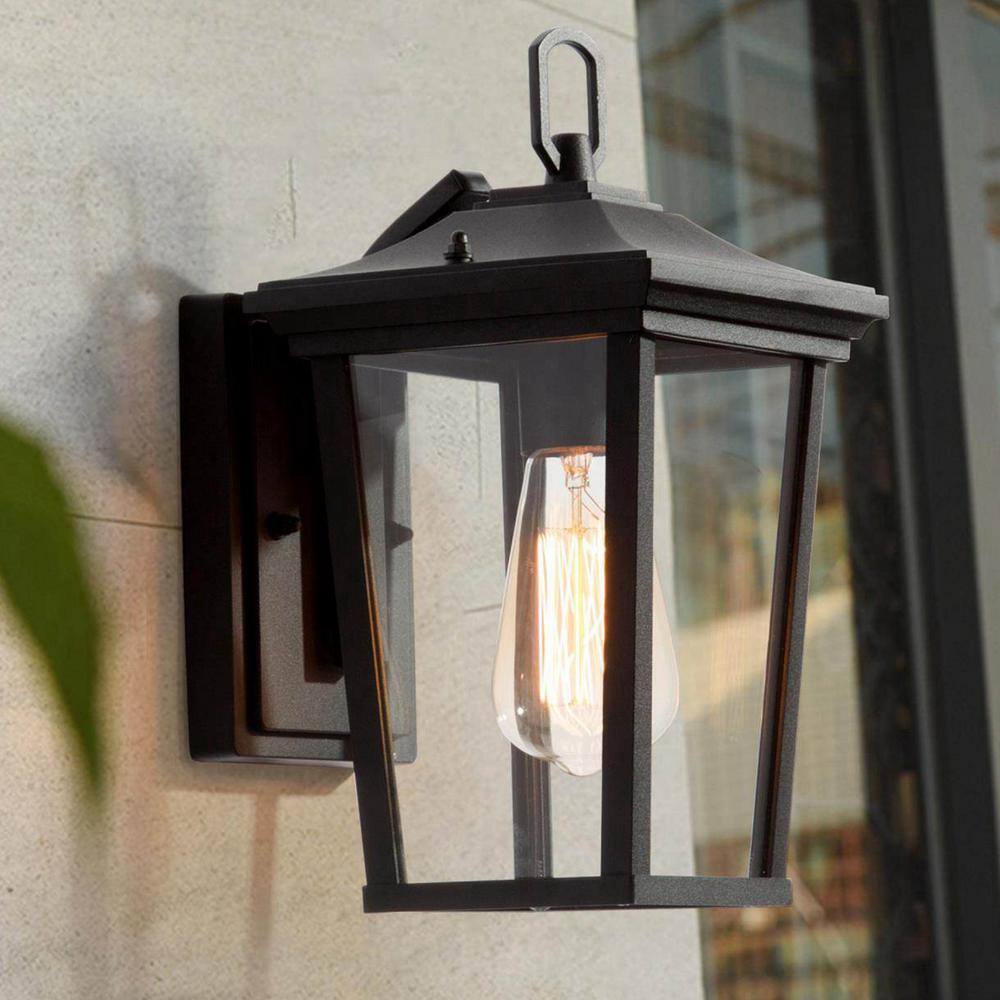 LNC Modern Coastal Matte Black Outdoor Sconce 1-Light Wall Mount Lantern with Clear Glass for Patio Porch Entry A03278S