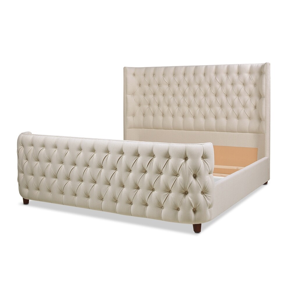 Chateau Linen Upholstered Tufted Shelter Panel Bed