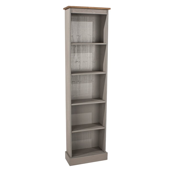 Wood Bookcase Tall Narrow Corona Collection  Furniture Dash