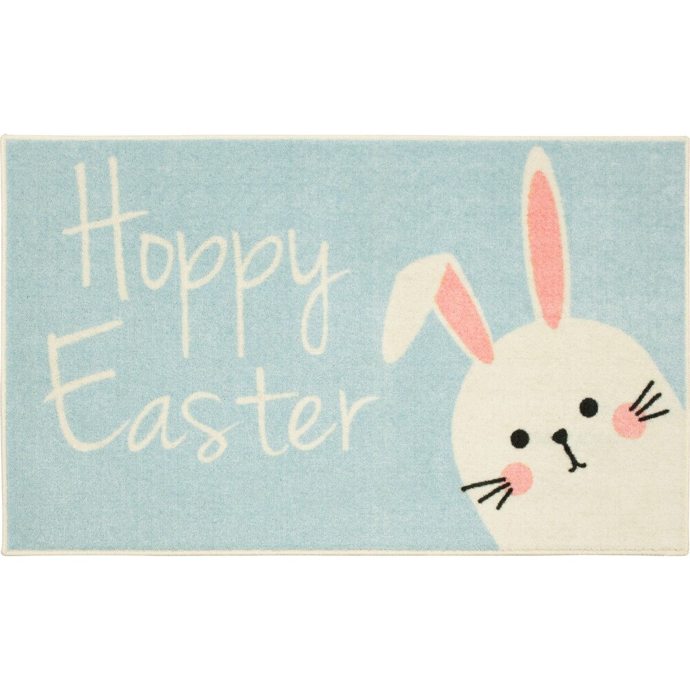 Mohawk Home Hoppy Easter Bunny Light Blue Kitchen Mat