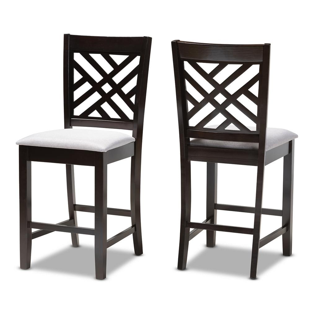 Baxton Studio Caron 43 in. Gray and Espresso Bar Stool (Set of 2) 153-2PC-9598-HD