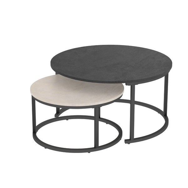 Set of 2 Modern Round Nesting Coffee Tables 31.5-Inch and 23.62-Inch