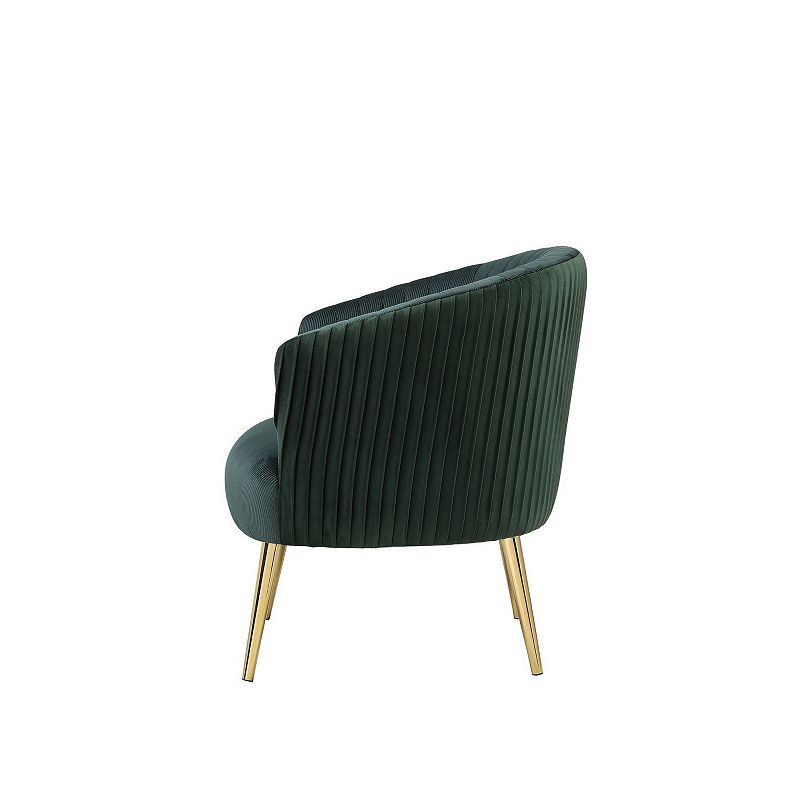 Accent Chair with Channel Stitching and Metal Legs， Green