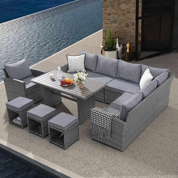 Outdoor 8piece Wicker conversation set Patio Sofa Furniture