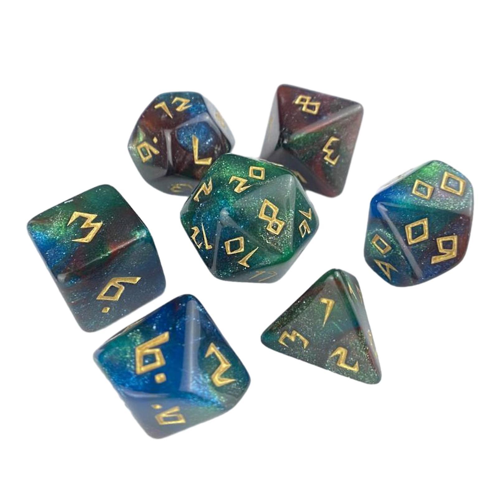 7pcs Multi Sided Game Dices Polyhedral Dices For Ktv Party Role Playing Game Style F