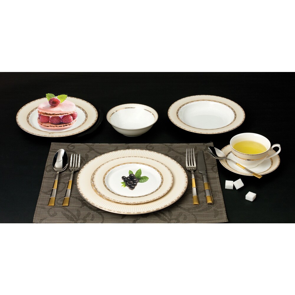 Lorren Home Trends 57 piece Margaret Bone China Dinnerware Set (Service for 8)