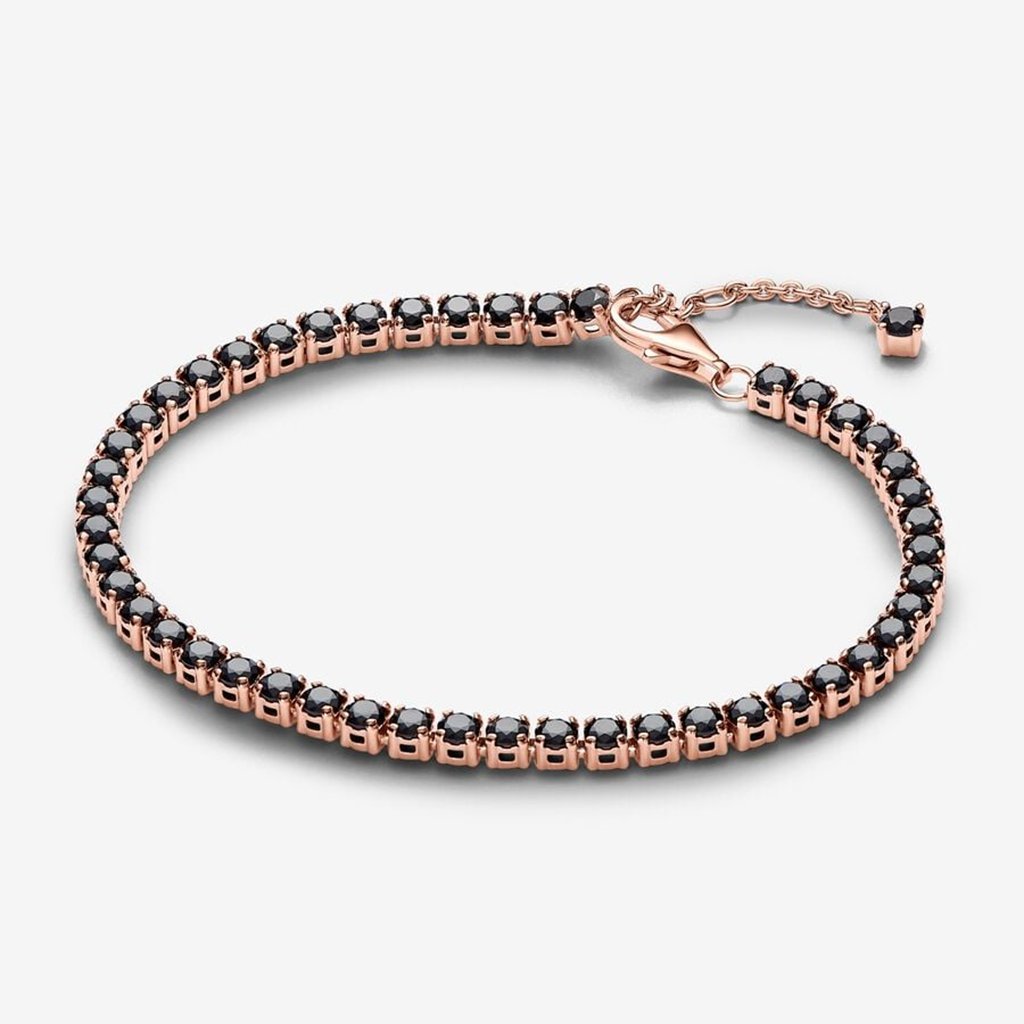 PANDORA  Black Sparkling Tennis Bracelet - Rose Gold Plated