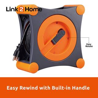 Link2Home 35 ft. 143 Extension Cord Storage Reel with 4 Grounded Outlets and Overload Protection EM-EL-350E