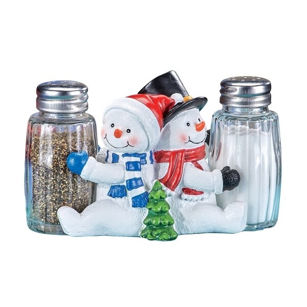 HandPainted Glass Snowmen Salt and Pepper Shakers Set