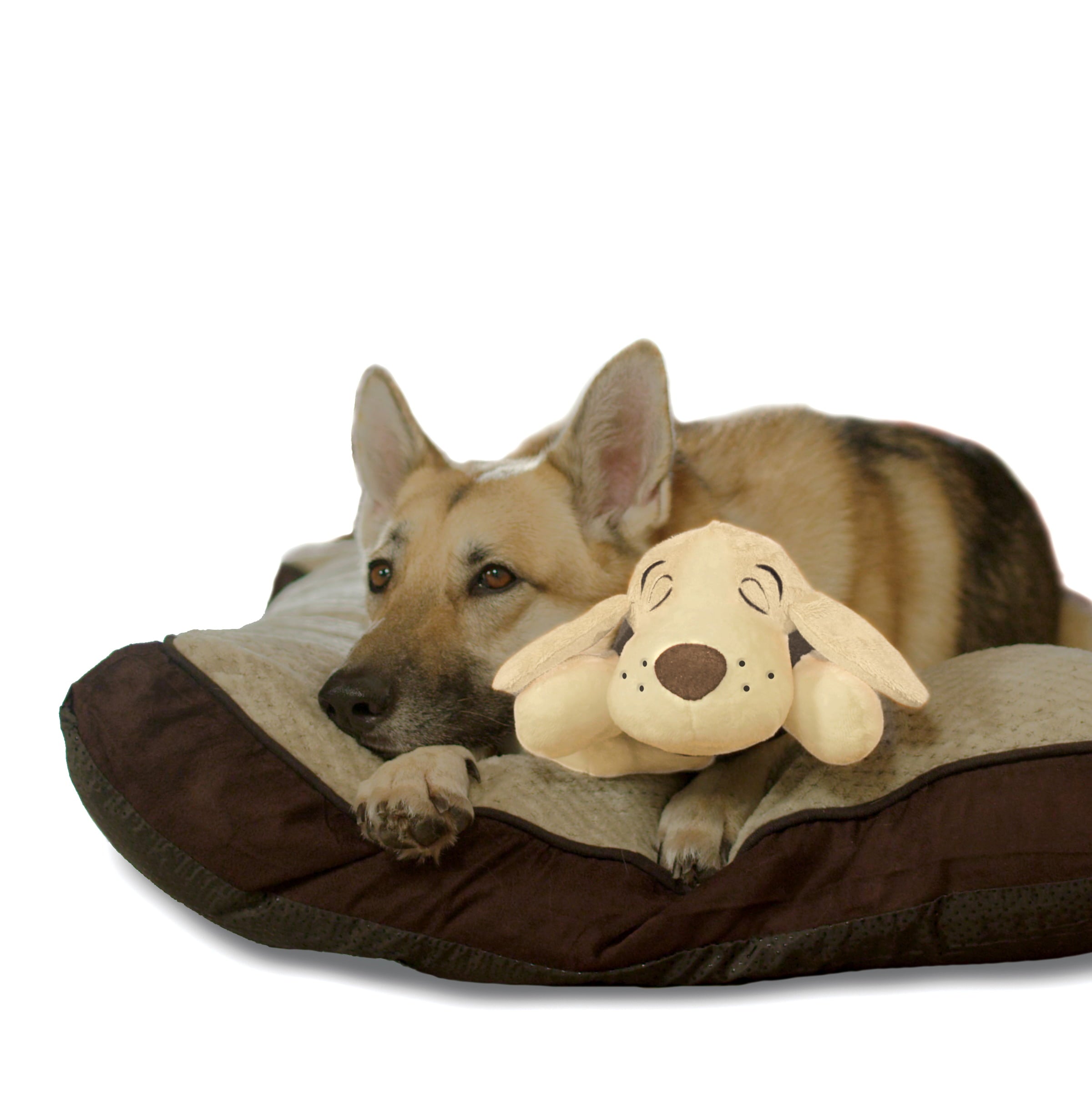 Pets Know Best Huggie Pup Cuddly Puppy Behavioral Aid Toy for Crate Training， Washable， Beige