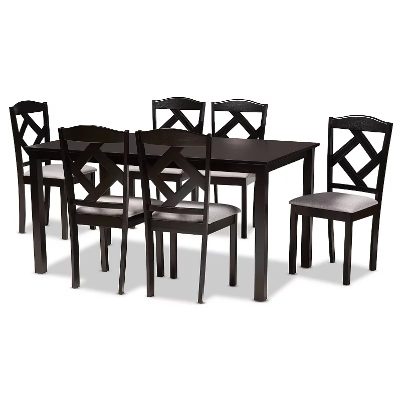 Baxton Studio Ruth Dining Table and Chair 7-piece Set