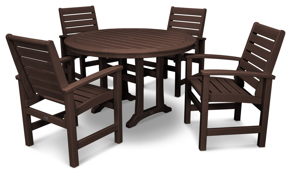 POLYWOOD Signature 5 Piece Nautical Trestle Dining Set   Transitional   Outdoor Dining Sets   by POLYWOOD  Houzz