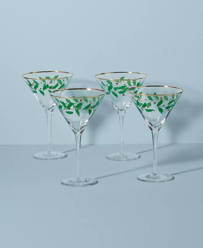 Lenox Holiday Decal Martini Glass Set of 4