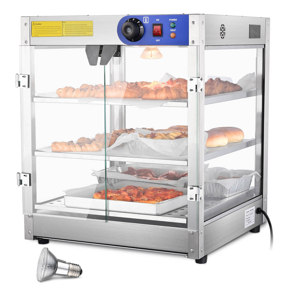 Yescom Pizza Food Warmer Commercial Countertop Display Case 3 Tier