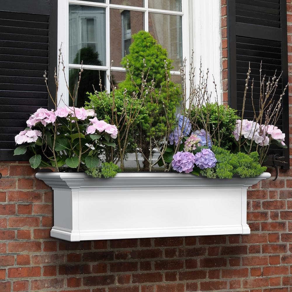 Mayne Yorkshire 36 in. x 12 in. Self Watering White Vinyl Window Box 4823W