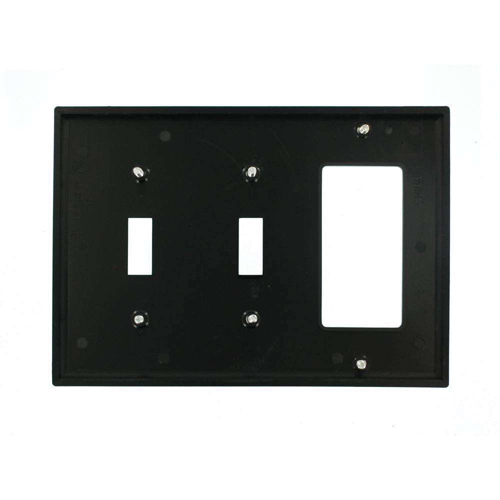 Leviton Black 3-Gang 2-Toggle1-DecoratorRocker Wall Plate (1-Pack) 80745-E