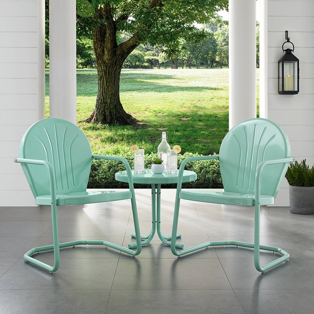 Griffith 3pc Outdoor Conversation Set Aqua Crosley