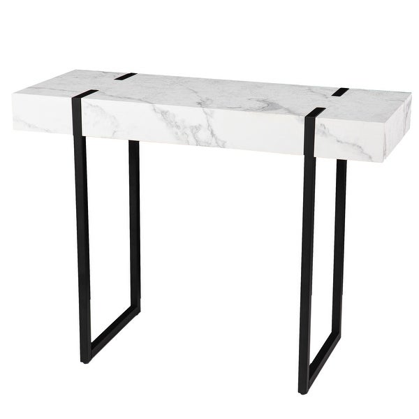 SEI Furniture Kiernan Modern Faux Marble Console Table