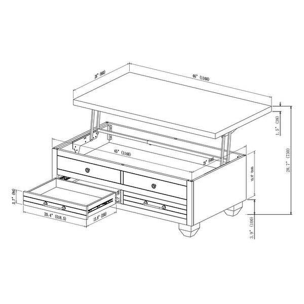 Westbrook Lift Top 2-Drawer Coffee Table