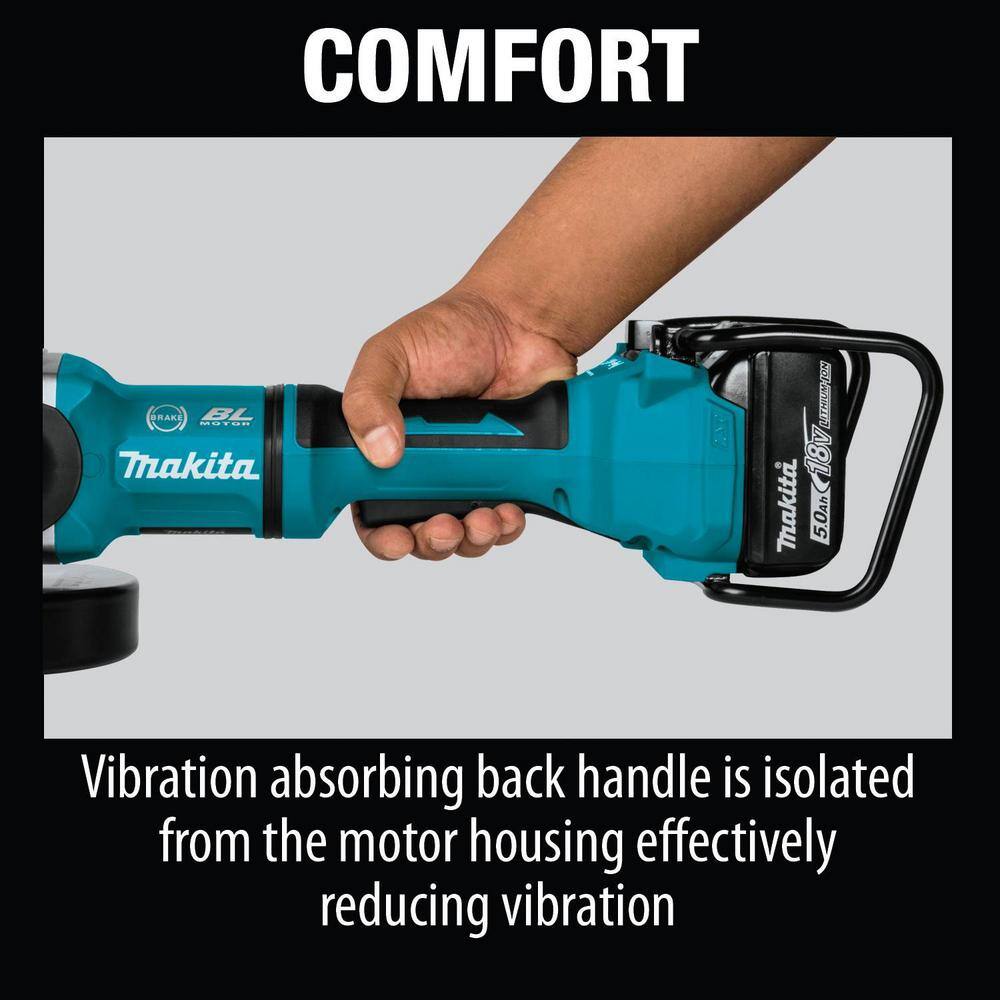 Makita 18V X2 LXT Lithium-Ion (36V) Brushless Cordless 9 in. Paddle Switch Cut-OffAngle Grinder Kit w Electric Brake 5.0Ah XAG13PT1