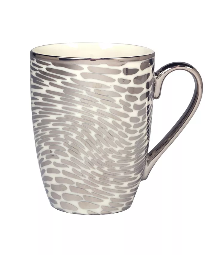 Certified International Matrix Silver-Tone Plated Tapered Mugs Set of 6