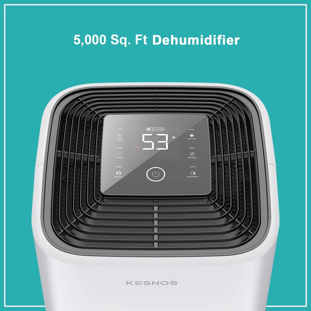 KESNOS 70-Pint Capacity Home Dehumidifier With Bucket And Drain for 5000 sq. ft. Indoor Use White HDCX-PD253D-1