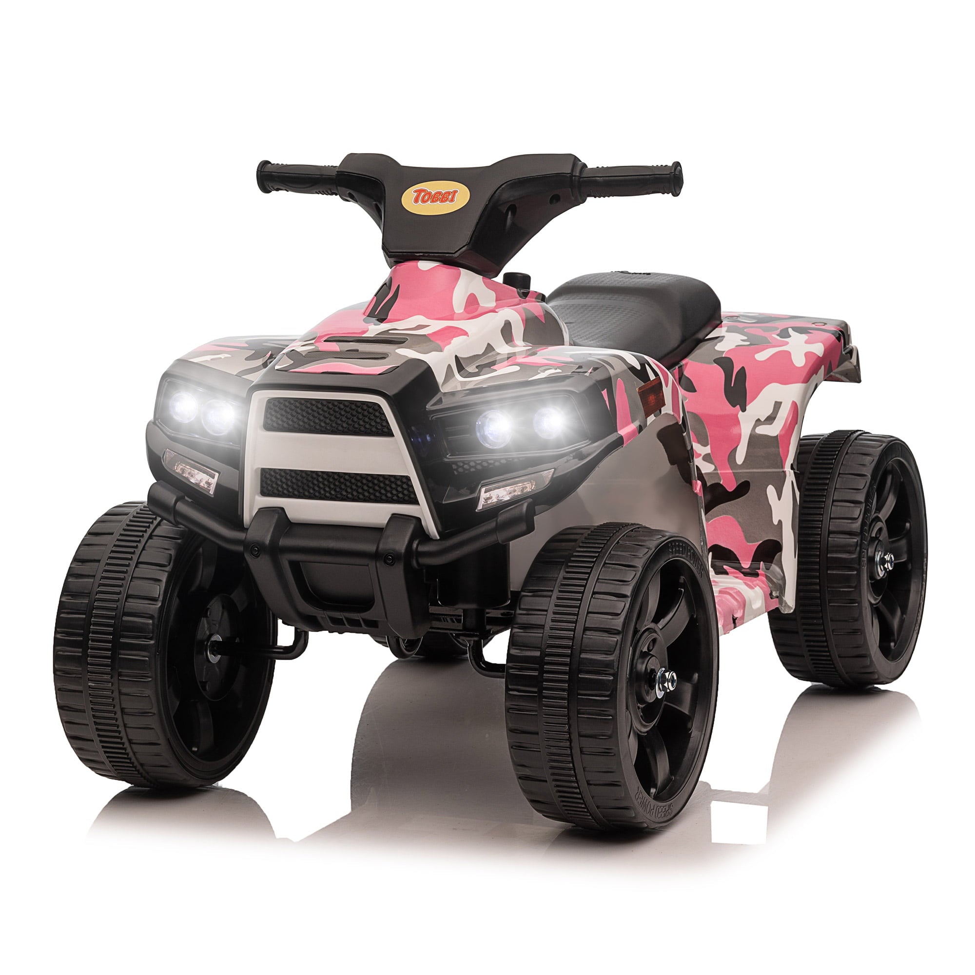 TOBBI 6V Electric Kids Ride on ATV Quad Car 4 Wheeler Ride on Toy W/ LED Headlight, Horn, Speed Indicator, Pink Camouflage