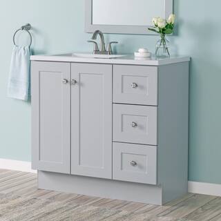 Glacier Bay Bannister 36.5 in. W x 18.75 in. D Bath Vanity in Pearl Gray with Cultured Marble Top in Colorpoint White with Sink BA36P2-PG