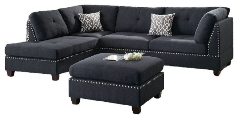 Loures 3 Piece Bonded Leather Sectional Sofa   Transitional   Sectional Sofas   by Hollywood Decor  Houzz